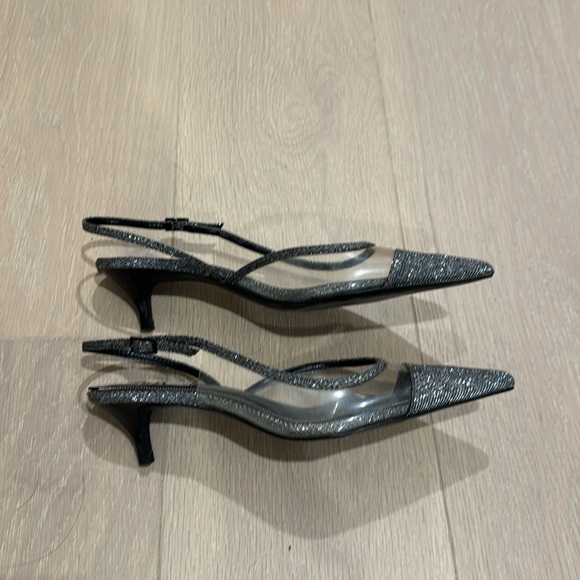 NEW Zara Silver and PVC Clear Kitten Heels - Picture 3 of 3